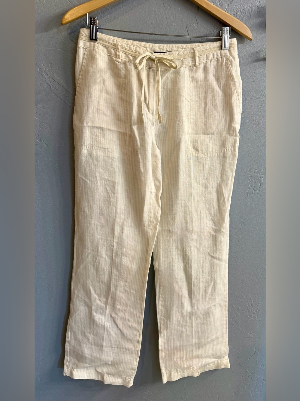 Willi Smith 100% Linen, Cream, Drawstring Chinos